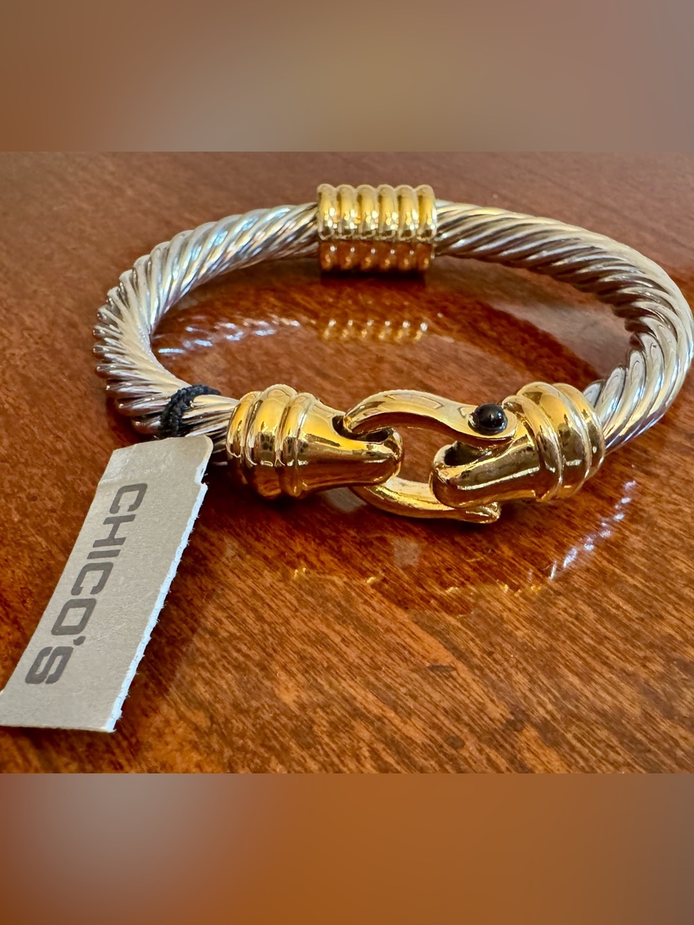 Chico's Bracelet Two-Tone Gold and Silver Twisted Cable Bracelet **NWT**